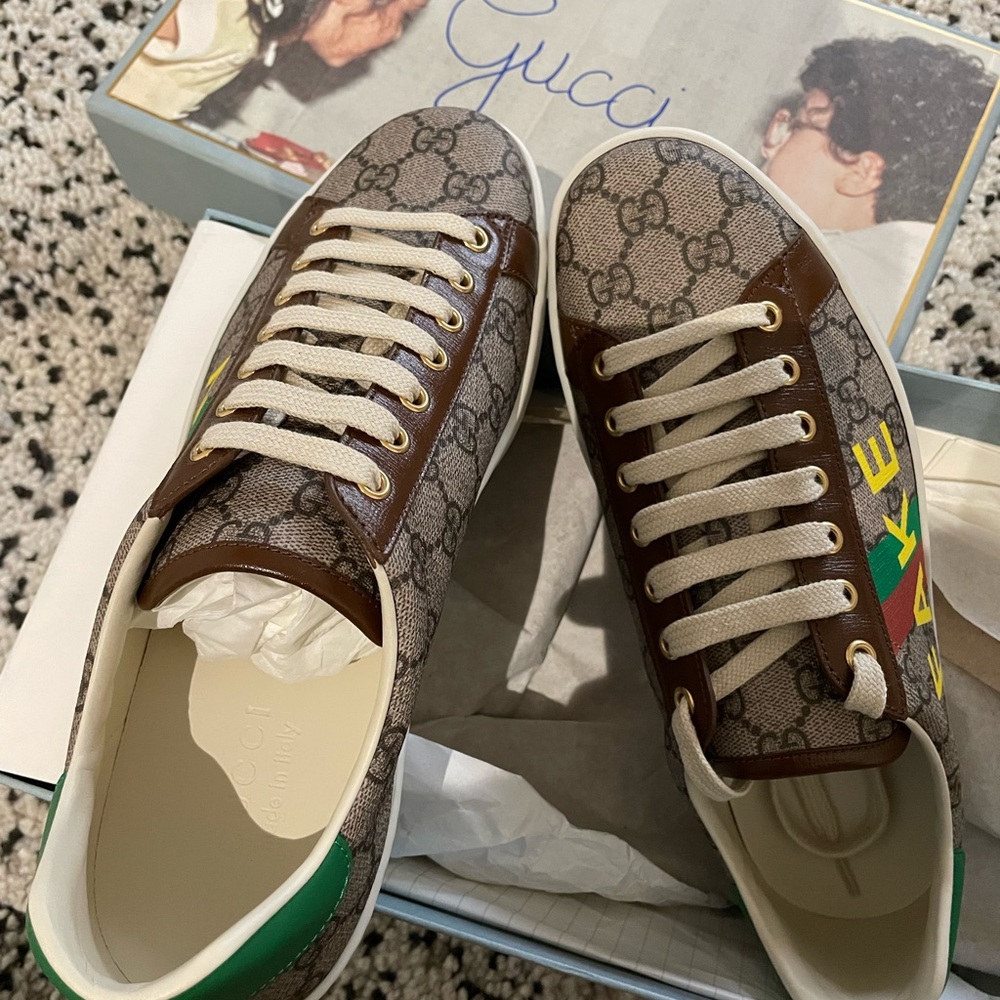 Gucci Men's GG Monogram Coated Canvas Ace Sneakers 8 G/US 9